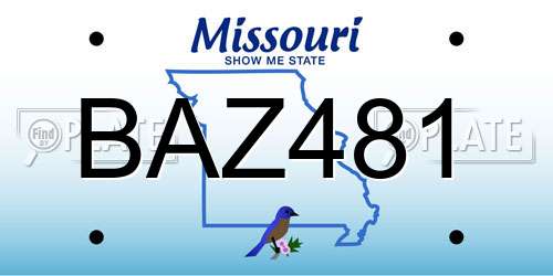 BAZ481 Missouri License Plate