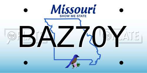 BAZ70Y Missouri License Plate