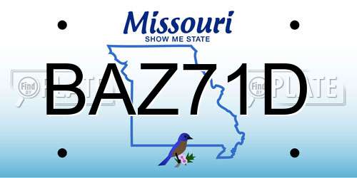 BAZ71D Missouri License Plate