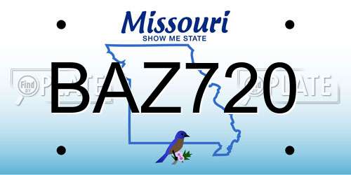 BAZ720 Missouri License Plate