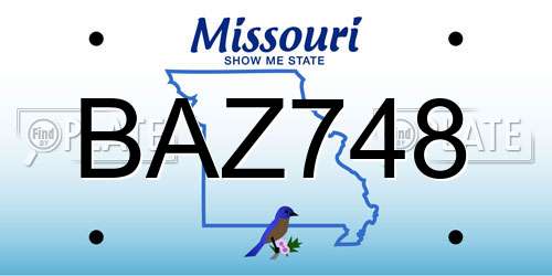 BAZ748 Missouri License Plate