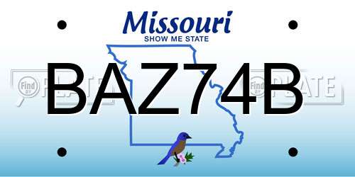 BAZ74B Missouri License Plate