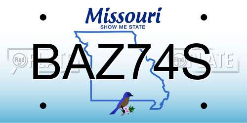 BAZ74S Missouri License Plate