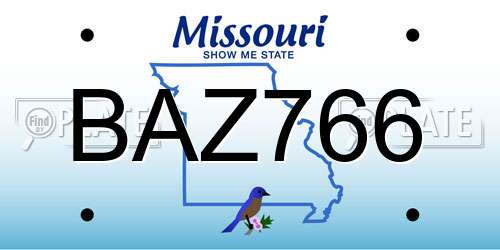 BAZ766 Missouri License Plate