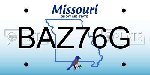 BAZ76G Missouri License Plate