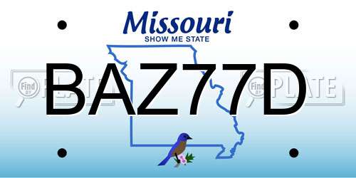 BAZ77D Missouri License Plate