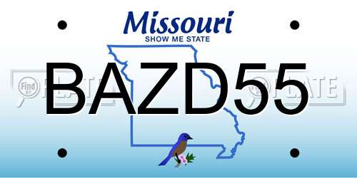 BAZD55 Missouri License Plate