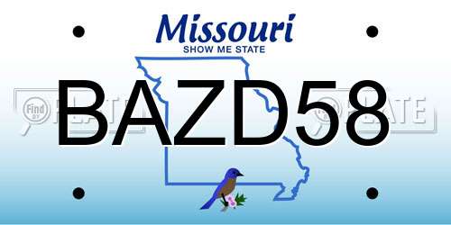 BAZD58 Missouri License Plate