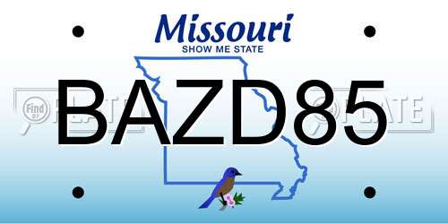 BAZD85 Missouri License Plate