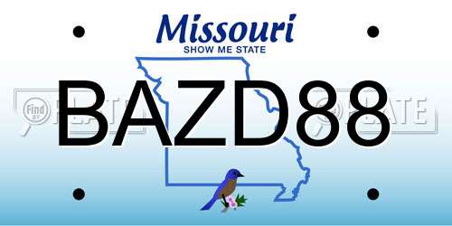 BAZD88 Missouri License Plate