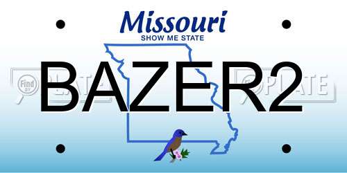 BAZER2 Missouri License Plate
