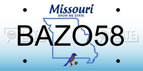 BAZO58 Missouri License Plate