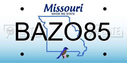 BAZO85 Missouri License Plate