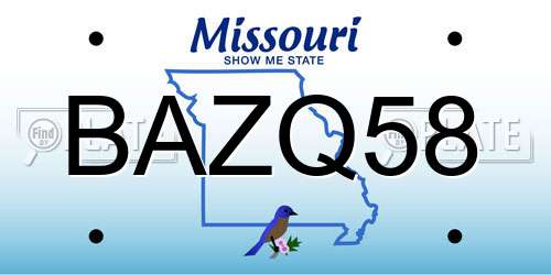 BAZQ58 Missouri License Plate