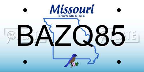BAZQ85 Missouri License Plate