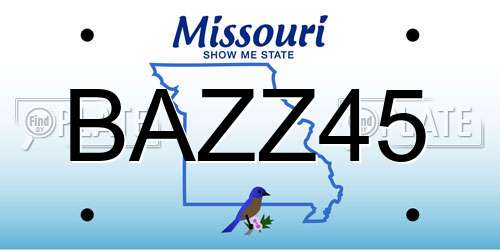 BAZZ45 Missouri License Plate