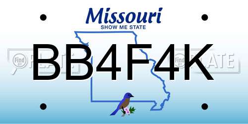 BB4F4K Missouri License Plate