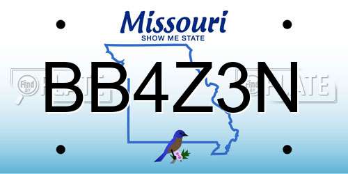 BB4Z3N Missouri License Plate
