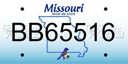 BB65516 Missouri License Plate