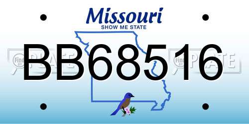 BB68516 Missouri License Plate