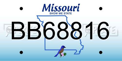 BB68816 Missouri License Plate