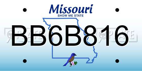 BB6B816 Missouri License Plate