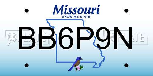 BB6P9N Missouri License Plate