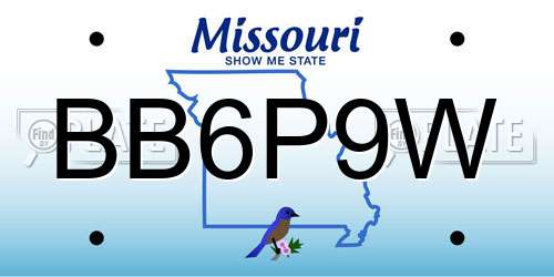 BB6P9W Missouri License Plate