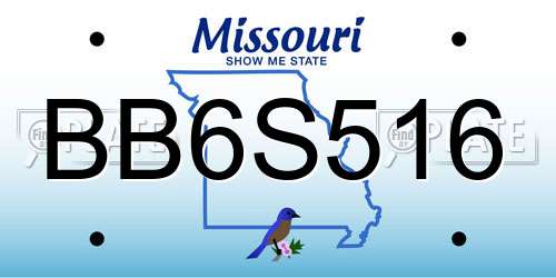BB6S516 Missouri License Plate
