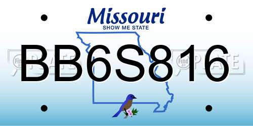 BB6S816 Missouri License Plate