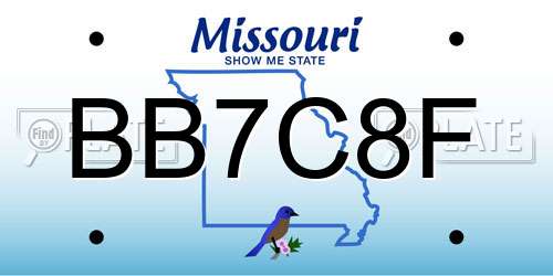 BB7C8F Missouri License Plate