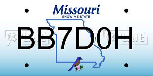 BB7D0H Missouri License Plate