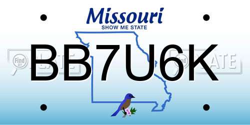 BB7U6K Missouri License Plate