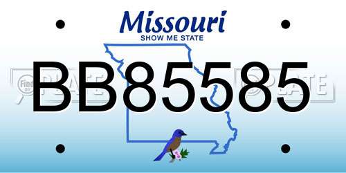 BB85585 Missouri License Plate