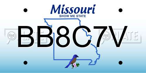BB8C7V Missouri License Plate