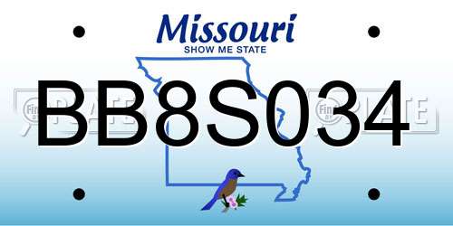 BB8S034 Missouri License Plate