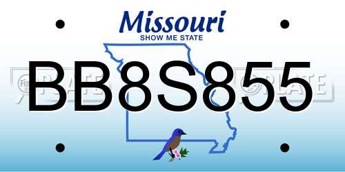 BB8S855 Missouri License Plate