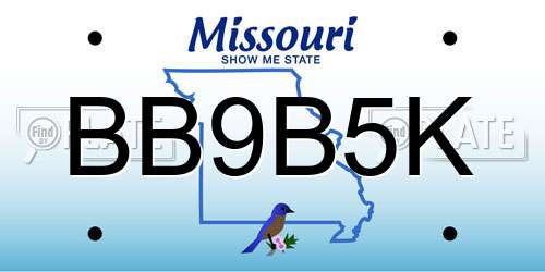BB9B5K Missouri License Plate