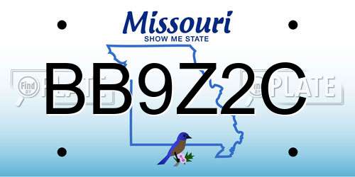 BB9Z2C Missouri License Plate