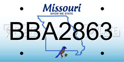 BBA2863 Missouri License Plate