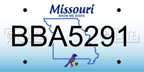 BBA5291 Missouri License Plate