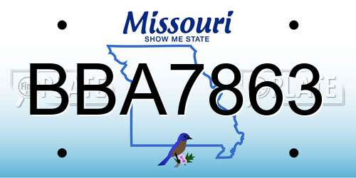 BBA7863 Missouri License Plate