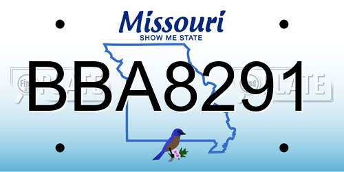 BBA8291 Missouri License Plate