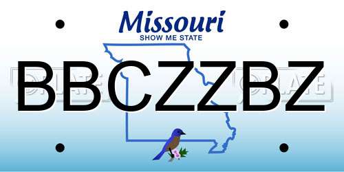 BBCZZBZ Missouri License Plate