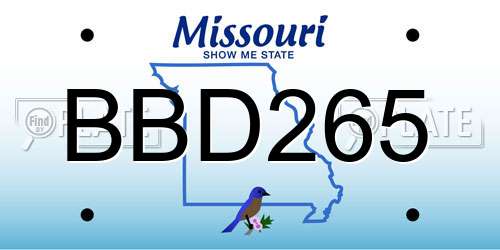 BBD265 Missouri License Plate