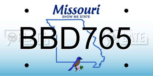 BBD765 Missouri License Plate