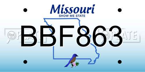 BBF863 Missouri License Plate