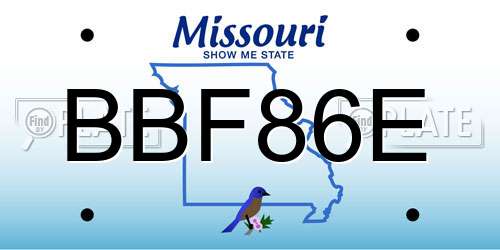 BBF86E Missouri License Plate
