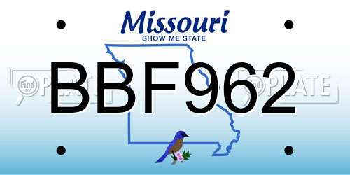 BBF962 Missouri License Plate