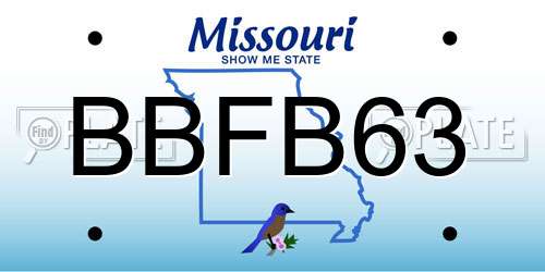 BBFB63 Missouri License Plate